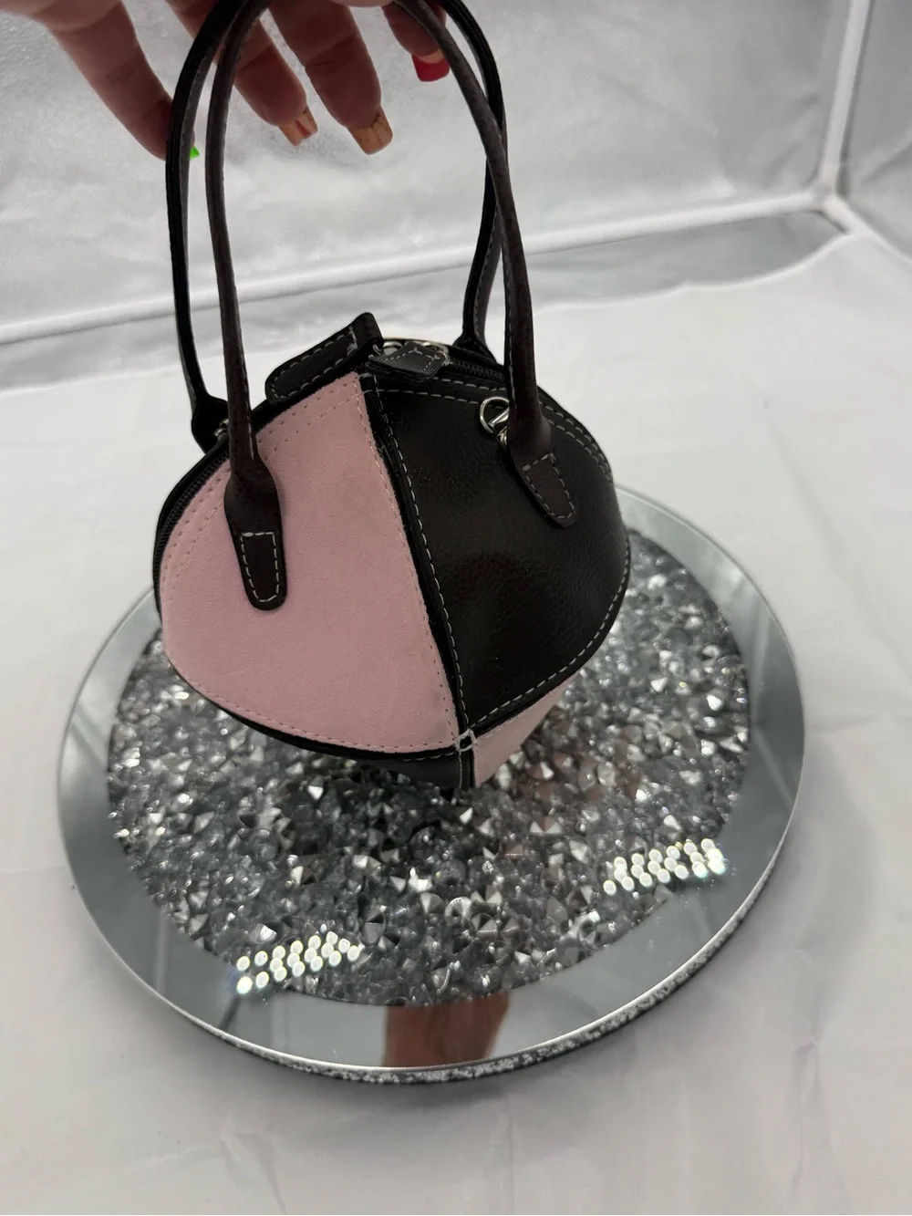 Aldo Pink and Black Two-Tone Dome Baby Bag